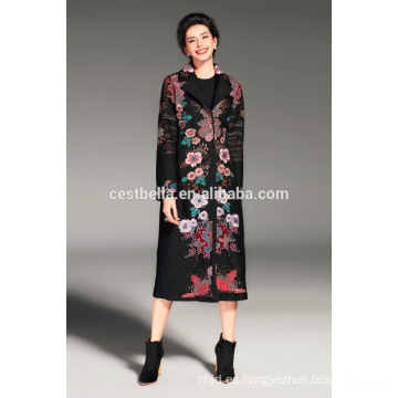 Abayas de color abrigo abrigo largo estilo retro para las mujeres negro ciruelo color sobretodo